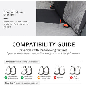 7PCS Track Detail Style Car Seat Covers Set Polyester Fabric Universal Fits Most Cars Covers Car Seat Protector