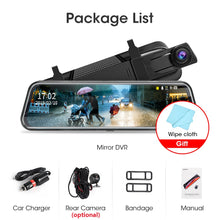 Load image into Gallery viewer, Jansite 10 inches Touch Screen 1080P Car DVR stream media Dash camera Dual Lens Video Recorder Rearview mirror 1080p Rear camera
