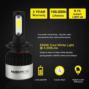 NIGHTEYE Super Bright Car Headlights H7 LED H4 led H1 H8 H11 HB3 9005 HB4 9006 Auto Bulb 72W 9000LM Automobiles Headlamp 6500K