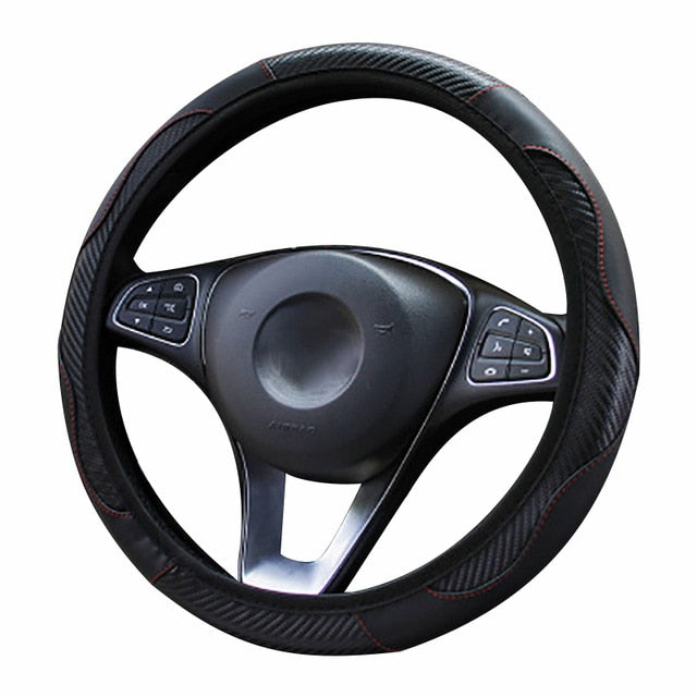 Car Steering Wheel Cover  Breathable Anti Slip PU Steering Covers Suitable 37-38cm Auto steering wheel protective Decoration