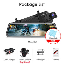 Load image into Gallery viewer, Jansite 10 inches Touch Screen 1080P Car DVR stream media Dash camera Dual Lens Video Recorder Rearview mirror 1080p Rear camera
