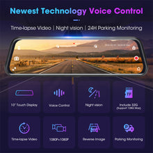 Load image into Gallery viewer, Jansite 10 inches Touch Screen 1080P Car DVR stream media Dash camera Dual Lens Video Recorder Rearview mirror 1080p Rear camera
