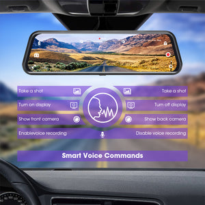 Jansite 10 inches Touch Screen 1080P Car DVR stream media Dash camera Dual Lens Video Recorder Rearview mirror 1080p Rear camera