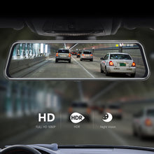 Load image into Gallery viewer, Jansite 10 inches Touch Screen 1080P Car DVR stream media Dash camera Dual Lens Video Recorder Rearview mirror 1080p Rear camera
