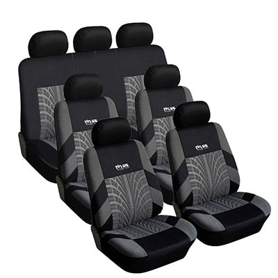 7PCS Track Detail Style Car Seat Covers Set Polyester Fabric Universal Fits Most Cars Covers Car Seat Protector